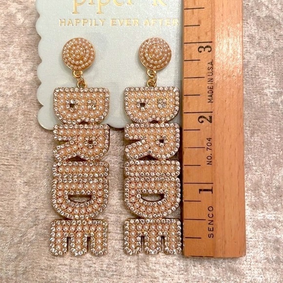 Brand New Piper K Bride Rhinestone Cultured Pearl Drop Earrings Wedding Shower - Picture 3 of 12